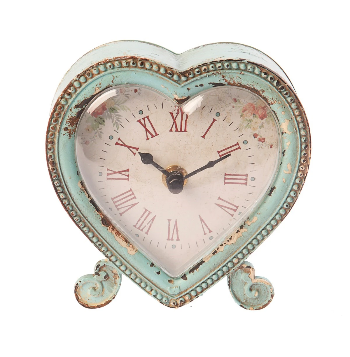 Boudoir Heart Clock Duck Egg