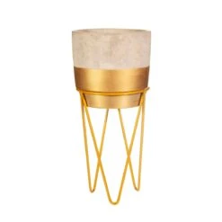 Tuva Gold Dip Planter With Wire Stand