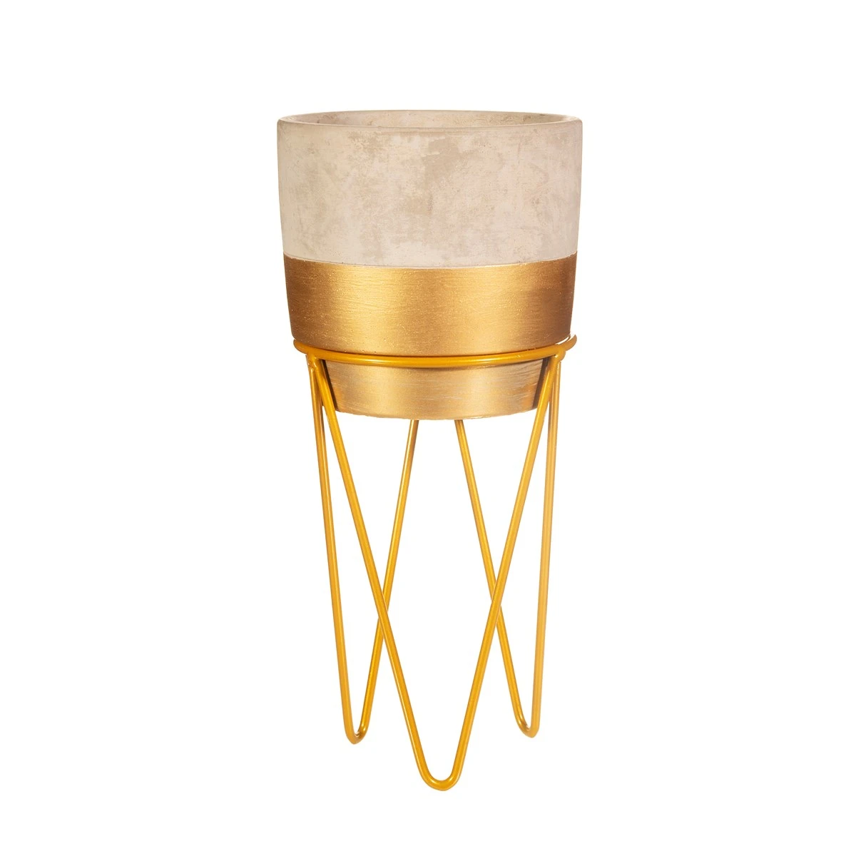 Tuva Gold Dip Planter With Wire Stand
