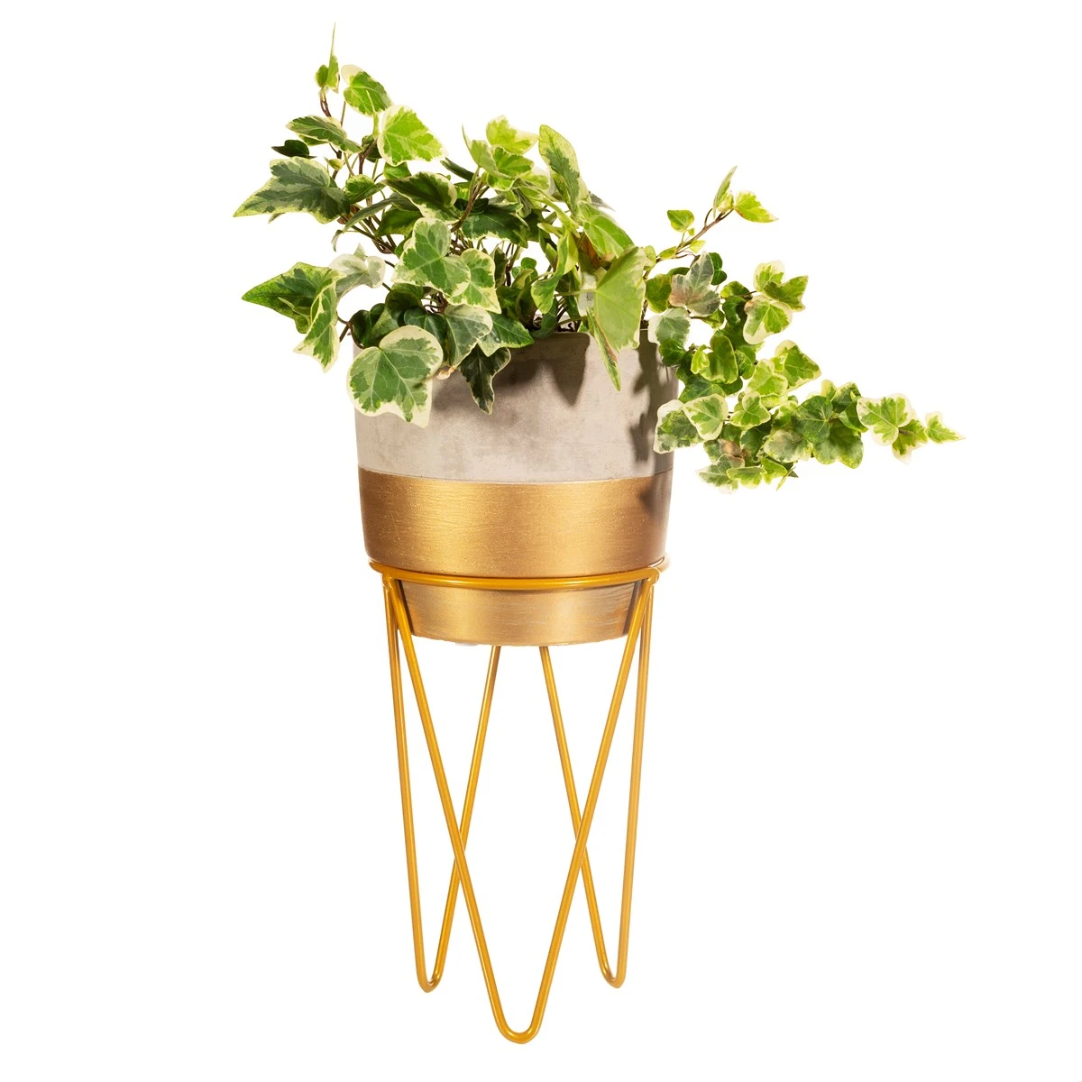 Tuva Gold Dip Planter With Wire Stand - Image 2