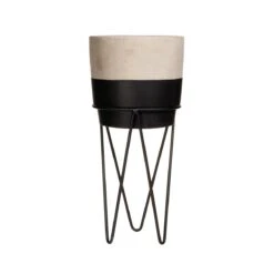 Black Dip Planter With Wire Stand