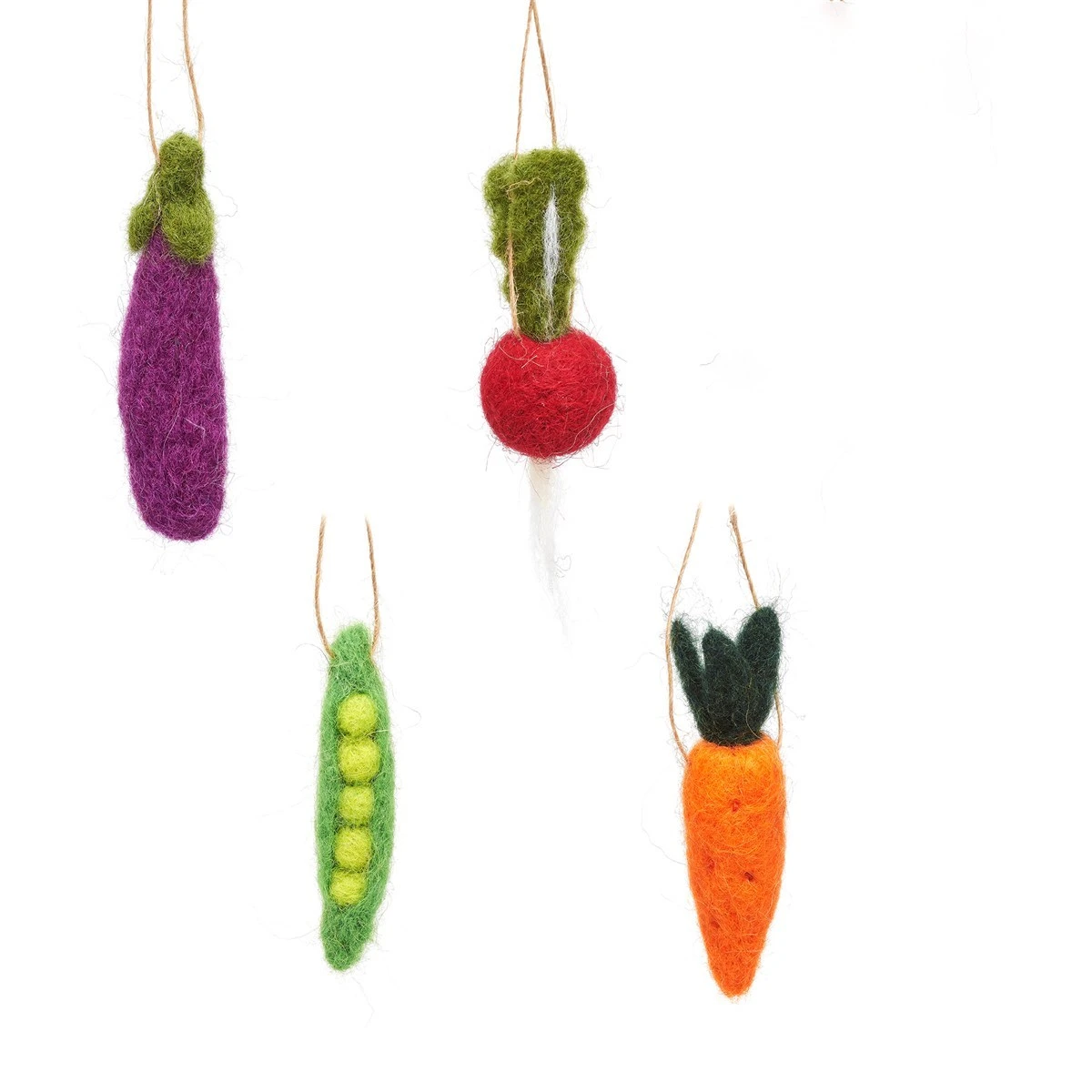 Mini Felt Vegetable Decorations - Set Of 4