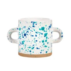 Turquoise And Blue Splatterware Planter