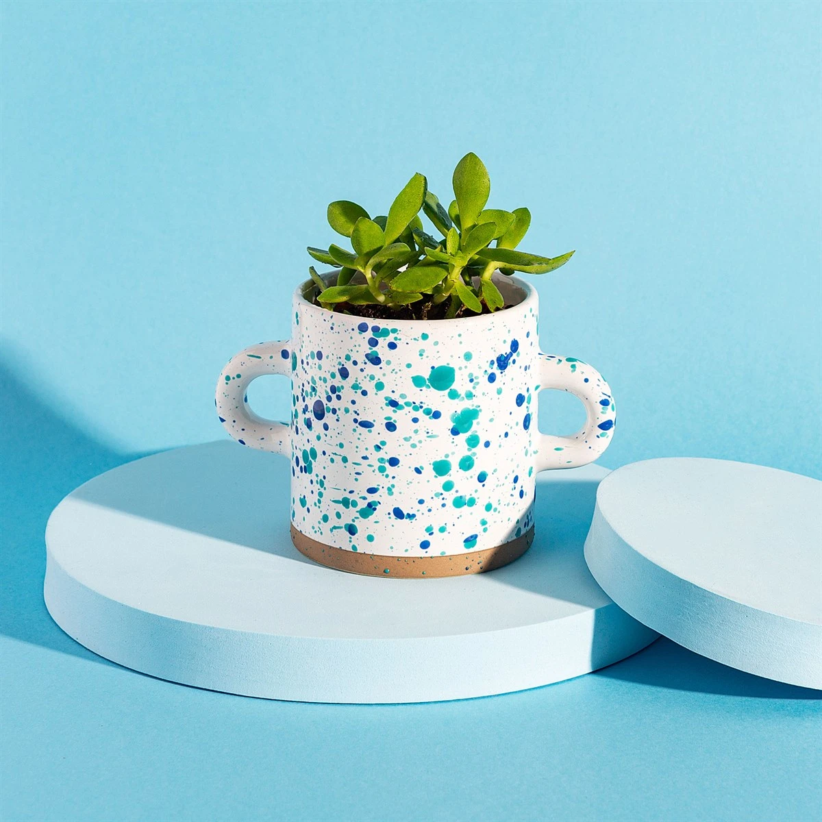 Turquoise And Blue Splatterware Planter - Image 4