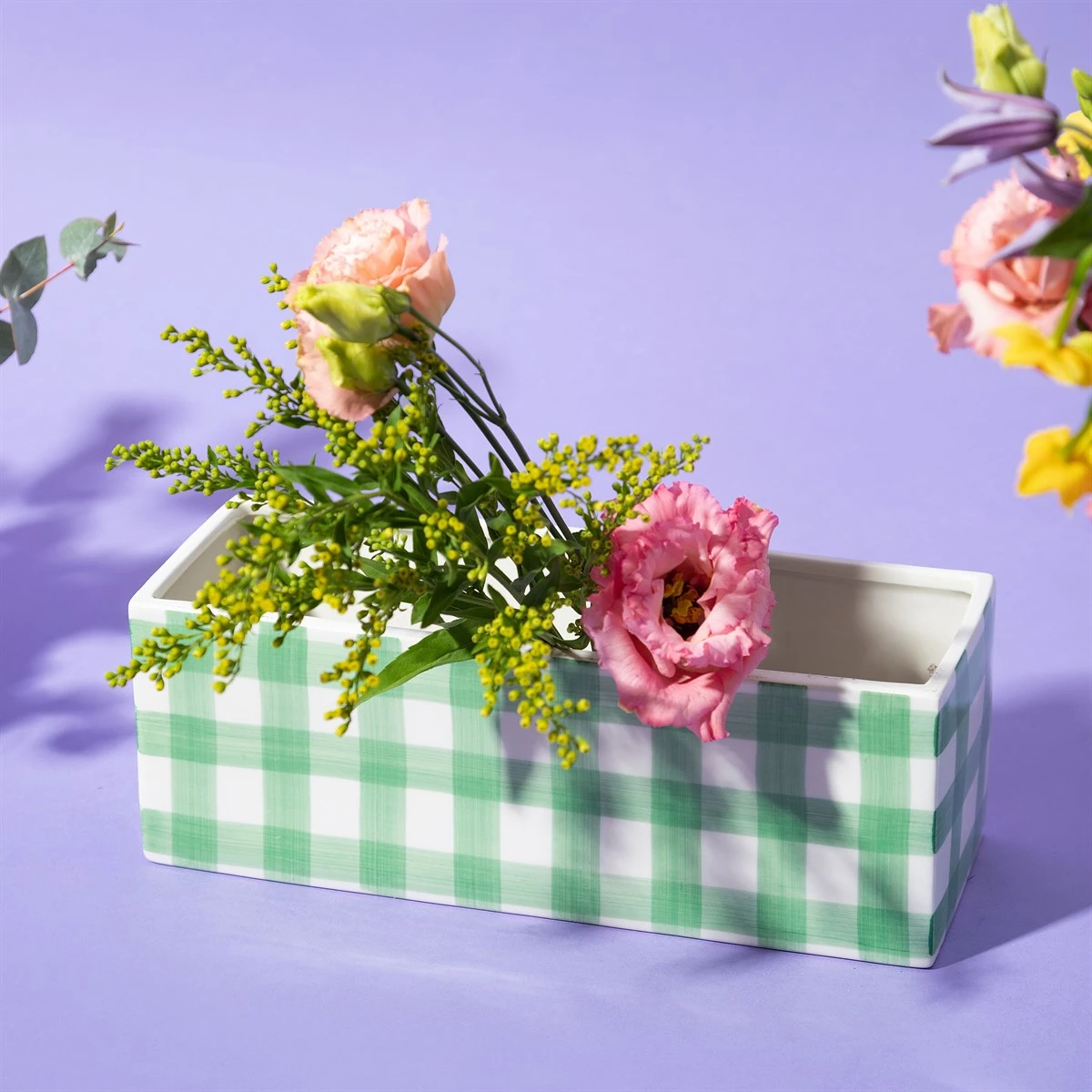 Gingham Trough Planter Green - Image 3