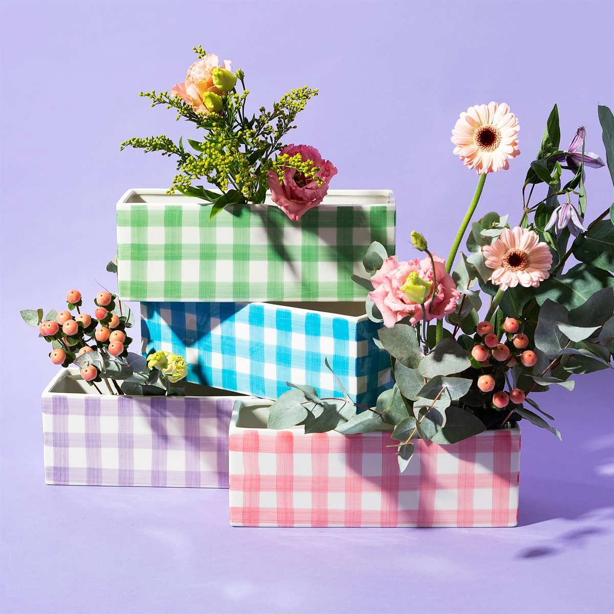 Gingham Trough Planter Green - Image 4