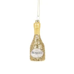 Lets Celebrate Glitter Prosecco Bottle Shaped Gold Bauble