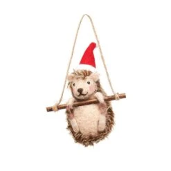 Hedgehog On Swing Felt Decoration