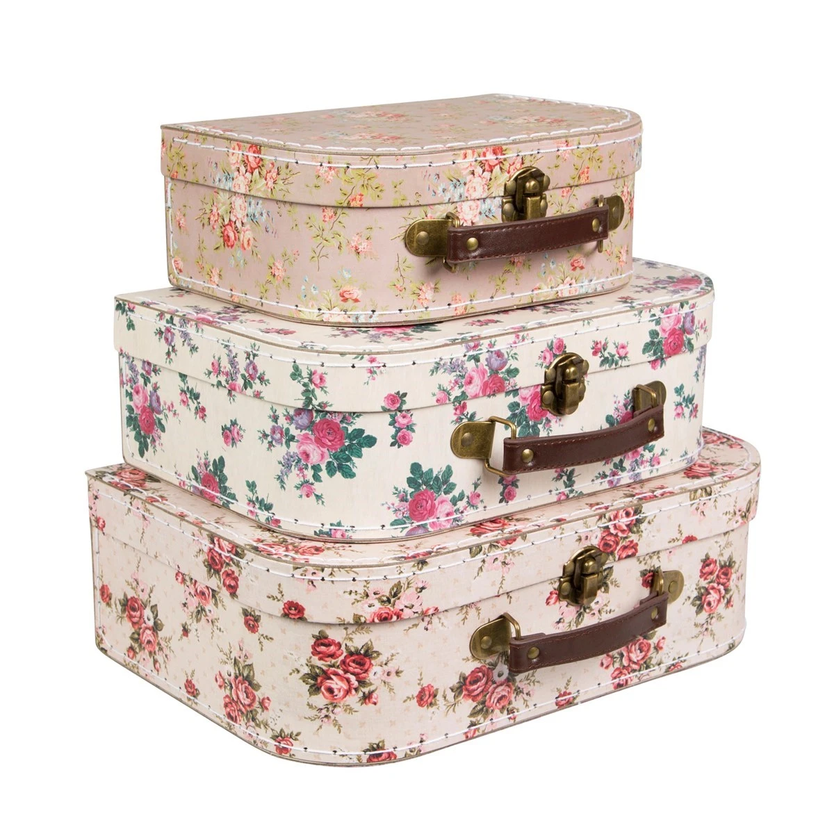 Vintage Rose Suitcases - Set Of 3 - Image 3