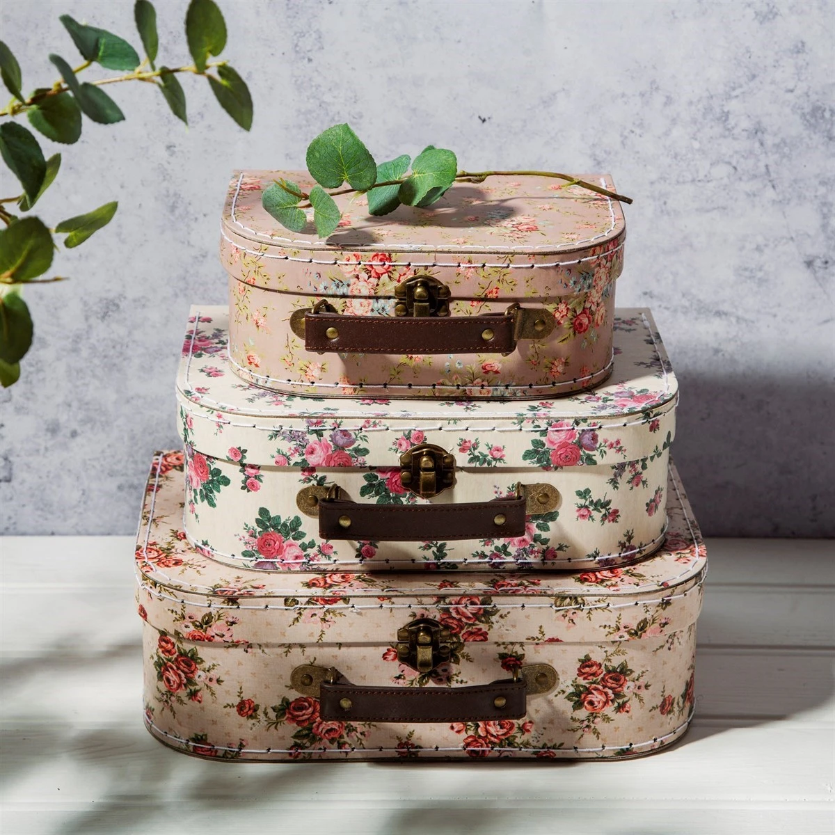 Vintage Rose Suitcases - Set Of 3 - Image 5