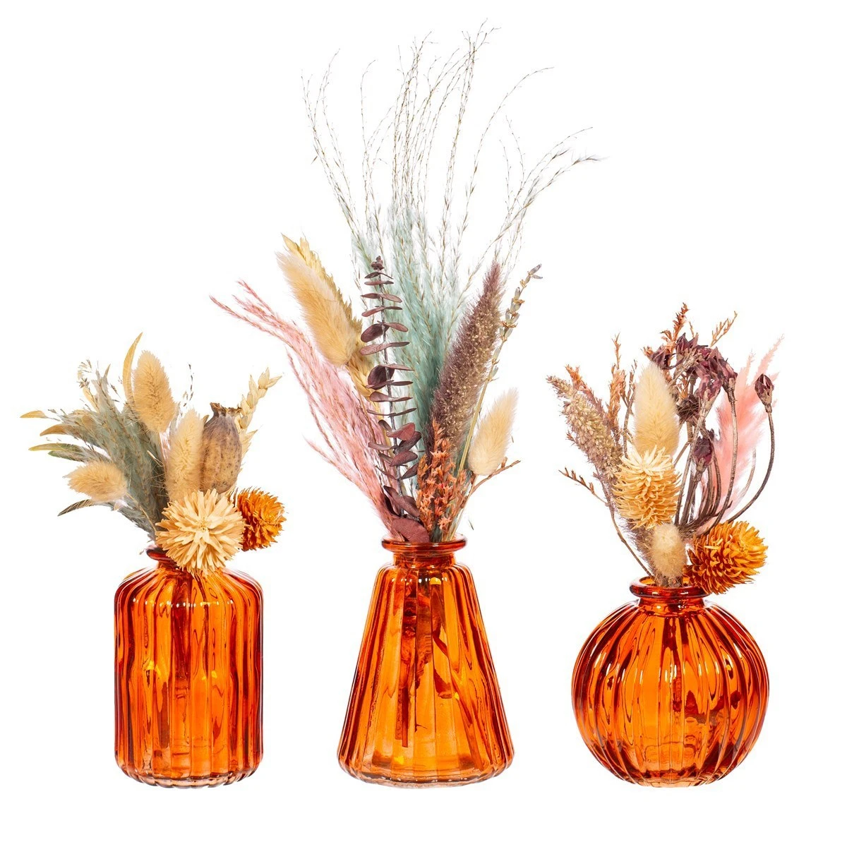 Amber Glass Bud Vases - Set Of 3 - Image 2