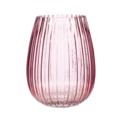 Fluted Glass Vase Pink