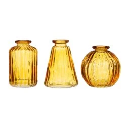 Yellow Glass Bud Vases - Set Of 3