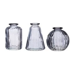 Grey Glass Bud Vases - Set Of 3
