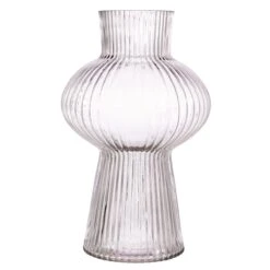 Shapely Fluted Glass Vase Clear