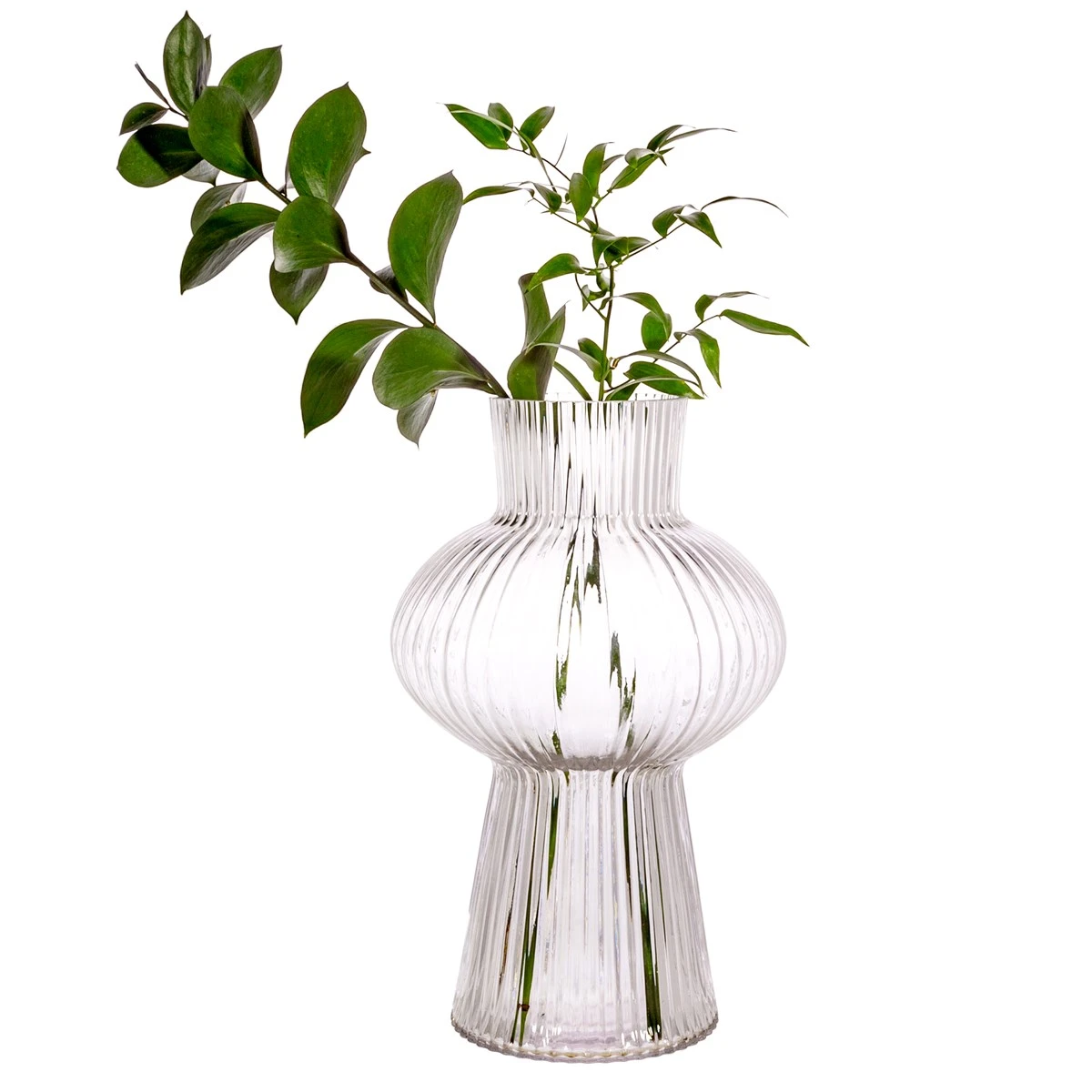 Shapely Fluted Glass Vase Clear - Image 2