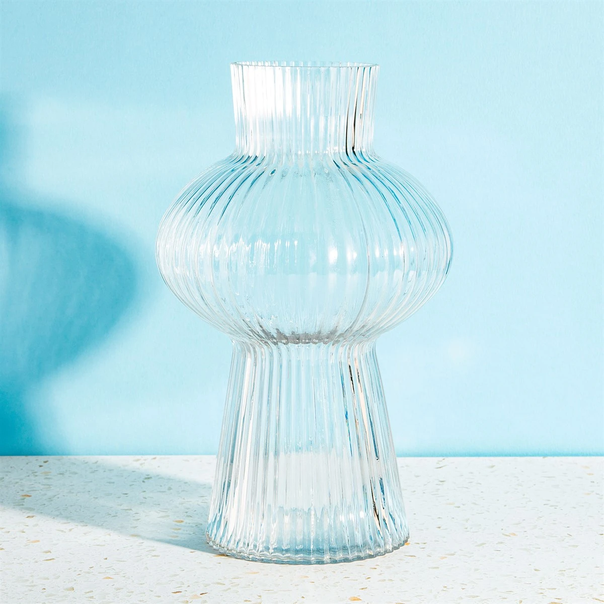 Shapely Fluted Glass Vase Clear - Image 3