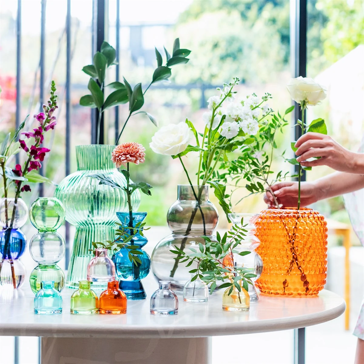 Glass Pebble Vase Grey Smoke - Image 5