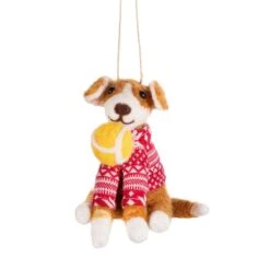 Dog With Ball Felt Decoration