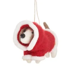 Sausage Dog In Puffer Jacket Felt Decoration