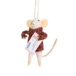 Mouse With Letter To Santa Felt Decoration