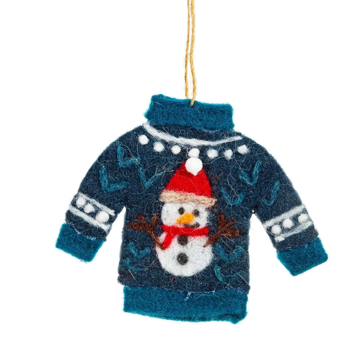 Blue Christmas Jumper Felt Decoration - Image 2