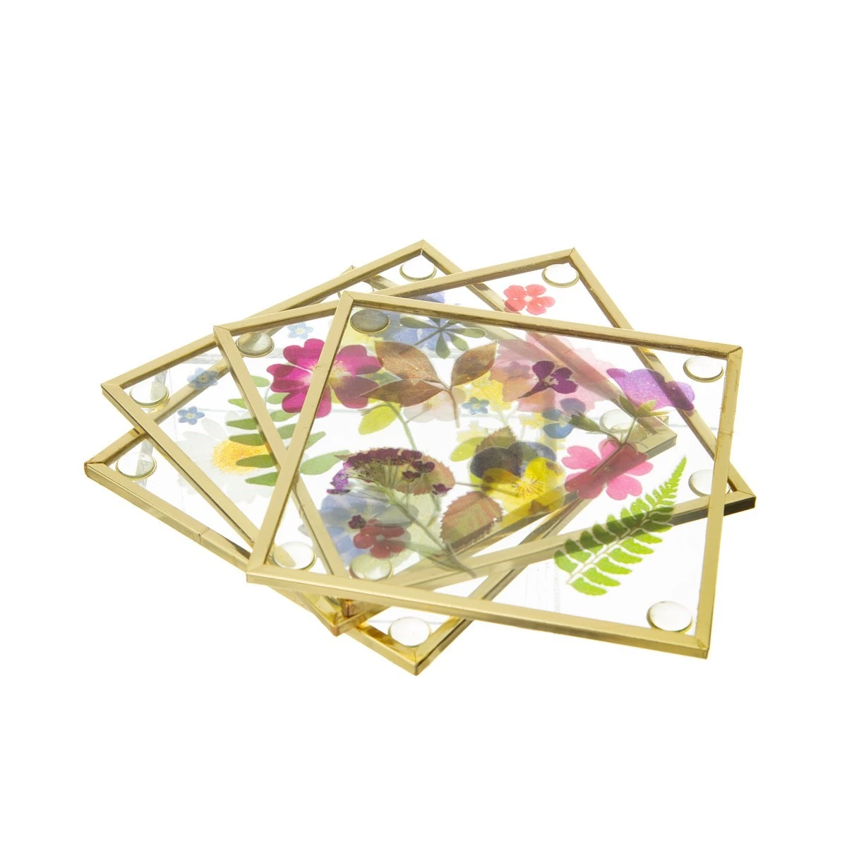 Pressed Flowers Glass Coasters - Image 2