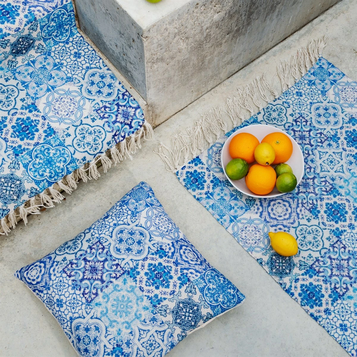 Blue Tile Print Rug Small - Image 3