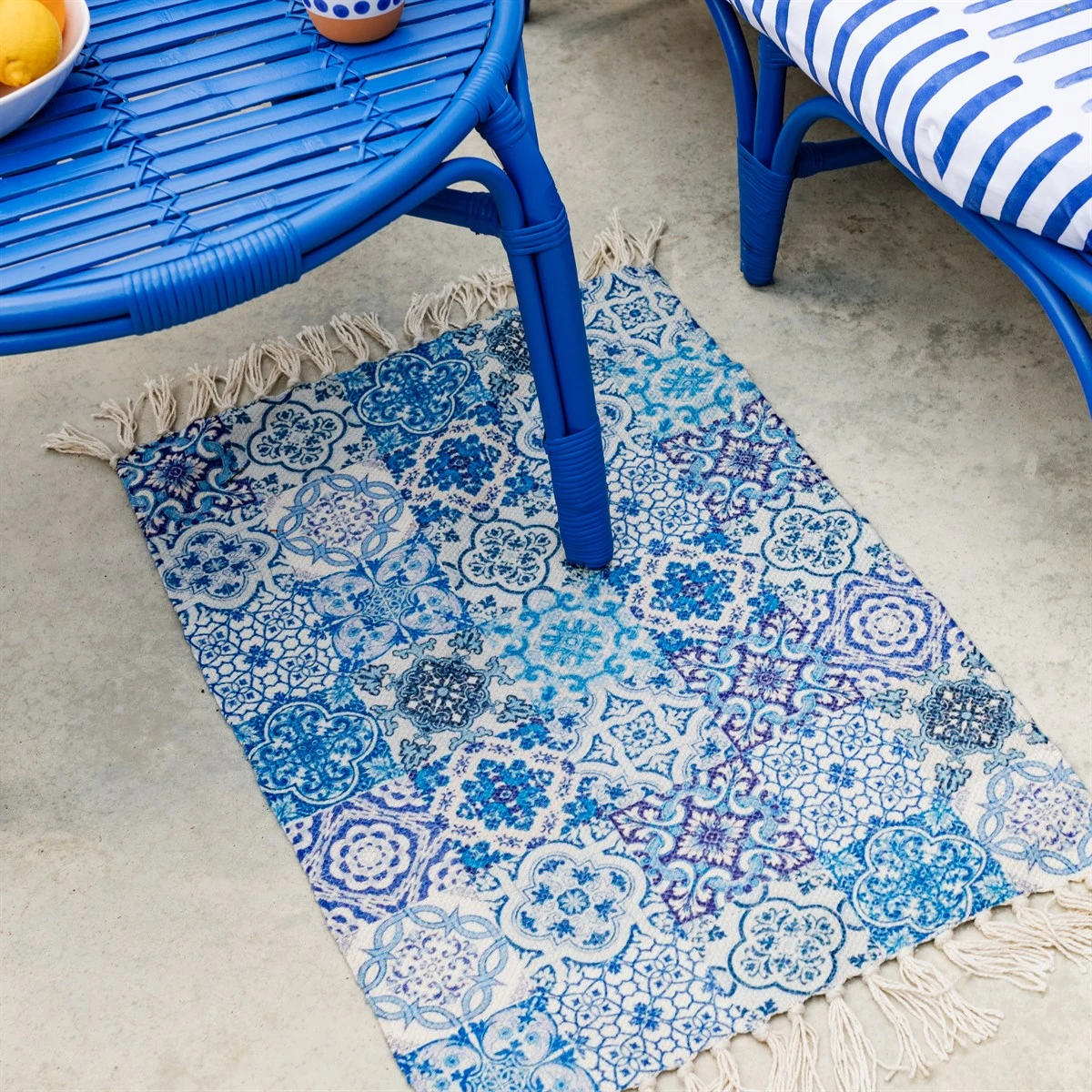 Blue Tile Print Rug Small - Image 5