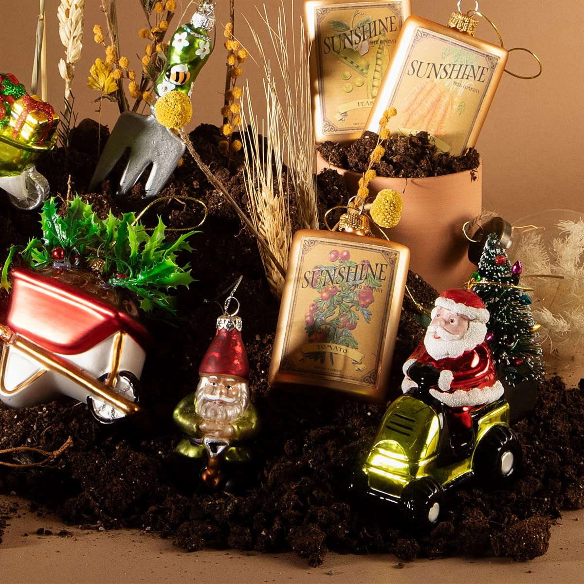 Santa On A Lawn Mower Shaped Bauble - Image 2