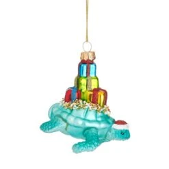 Turtle With Presents Shaped Bauble