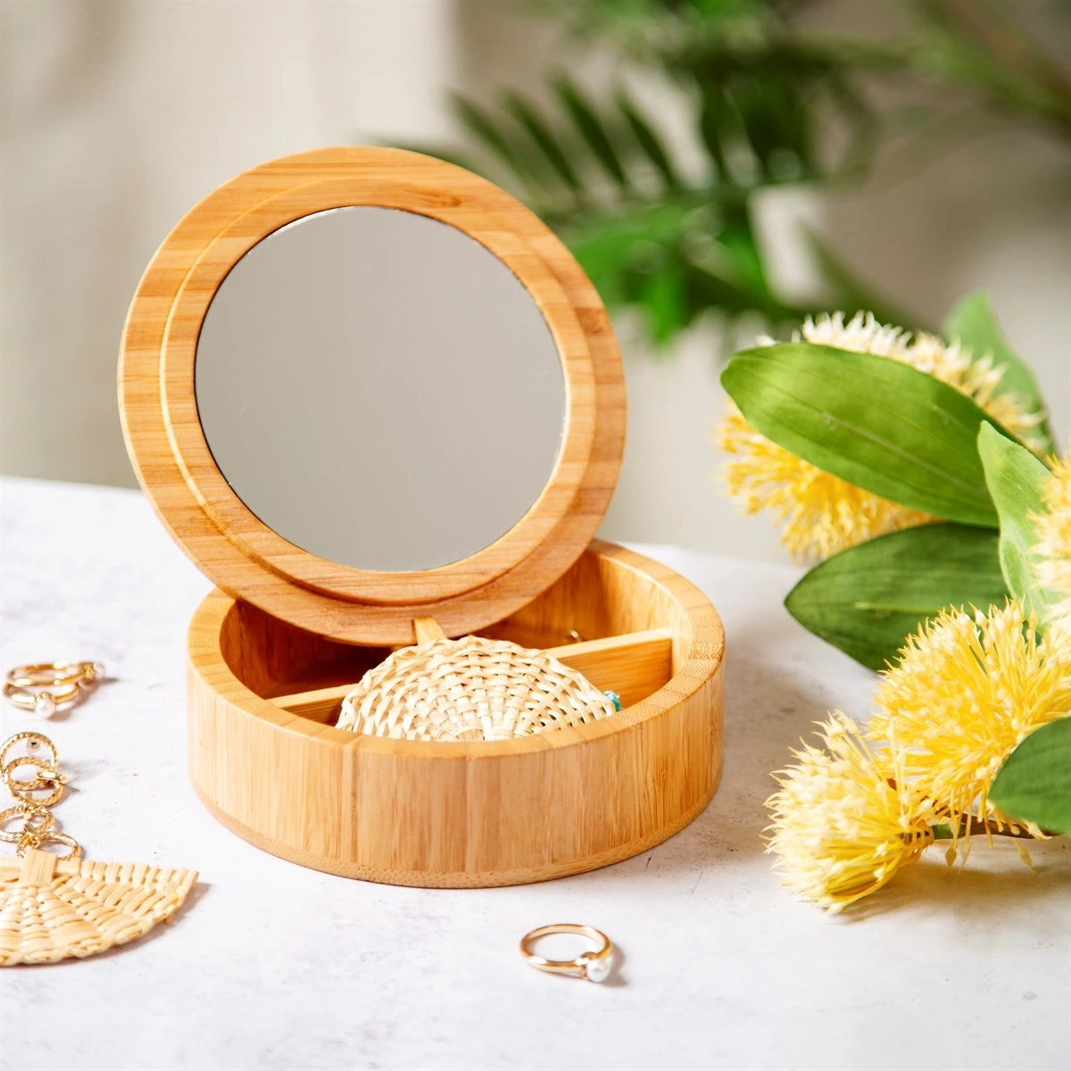 Round Bamboo Jewellery Box - Image 5