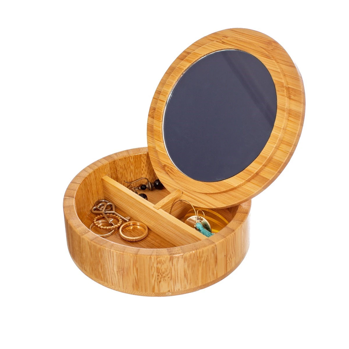 Round Bamboo Jewellery Box - Image 3