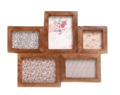 Dark Brown Wood Photo Frame With 5 Apertures