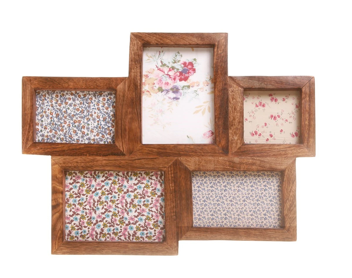 Dark Brown Wood Photo Frame With 5 Apertures