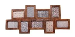 Dark Brown Wood Photo Frame With 9 Apertures