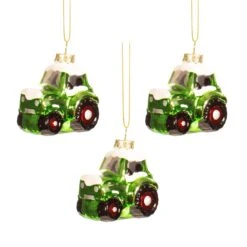 Tractor Shaped Bauble - Set Of 3