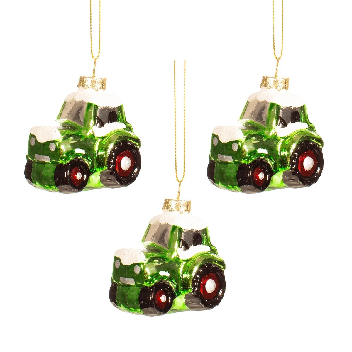 Tractor Shaped Bauble - Set Of 3