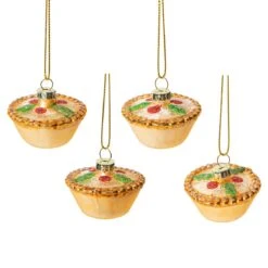 Mini Mince Pie Shaped Bauble - Set Of 4