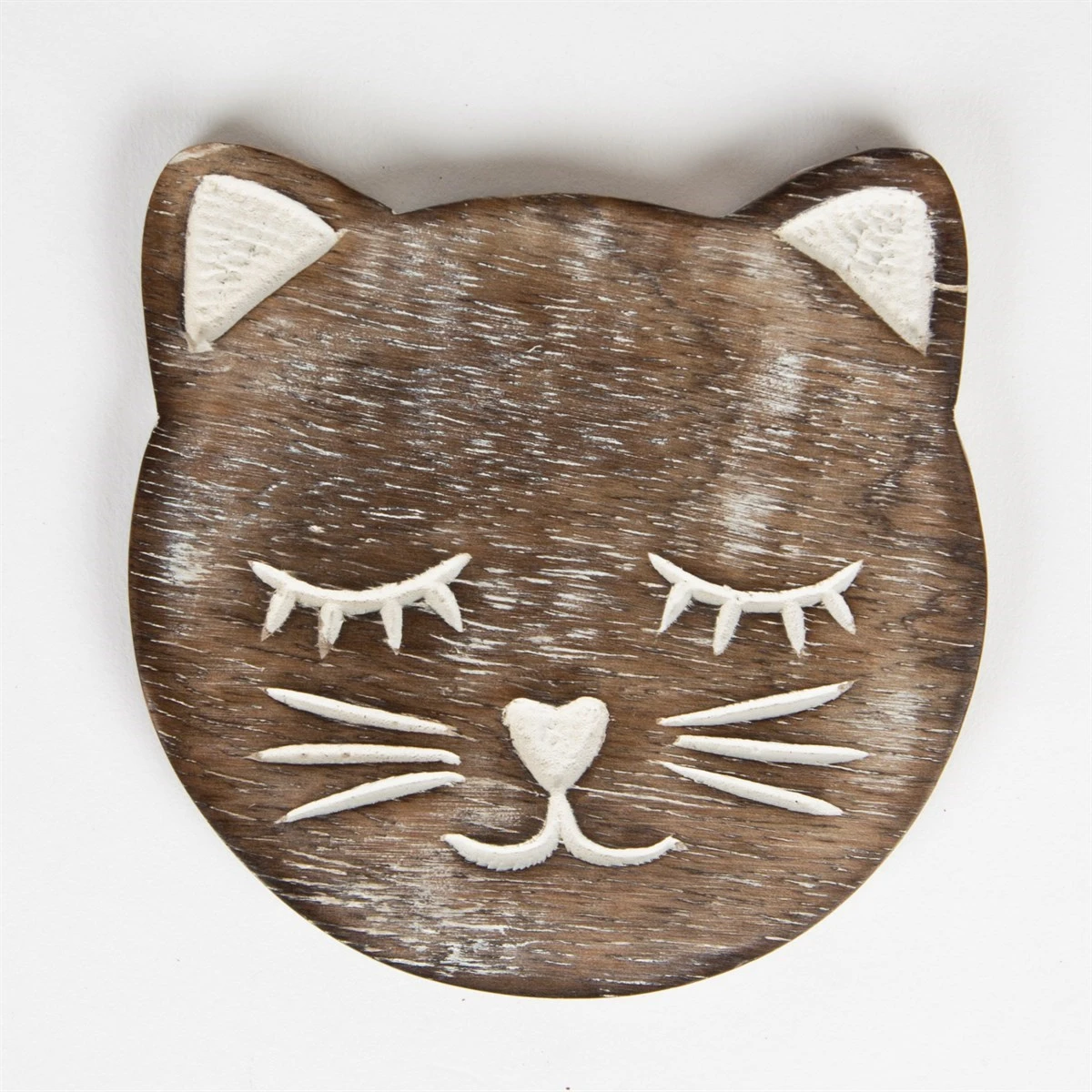 Wooden Brown Carved Cat Coaster - Set Of 6 - Image 3