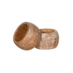 Mango Wood Napkin Rings - Set Of 2