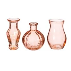 Recycled Glass Vintage Bud Vase Pale Pink - Set Of 3