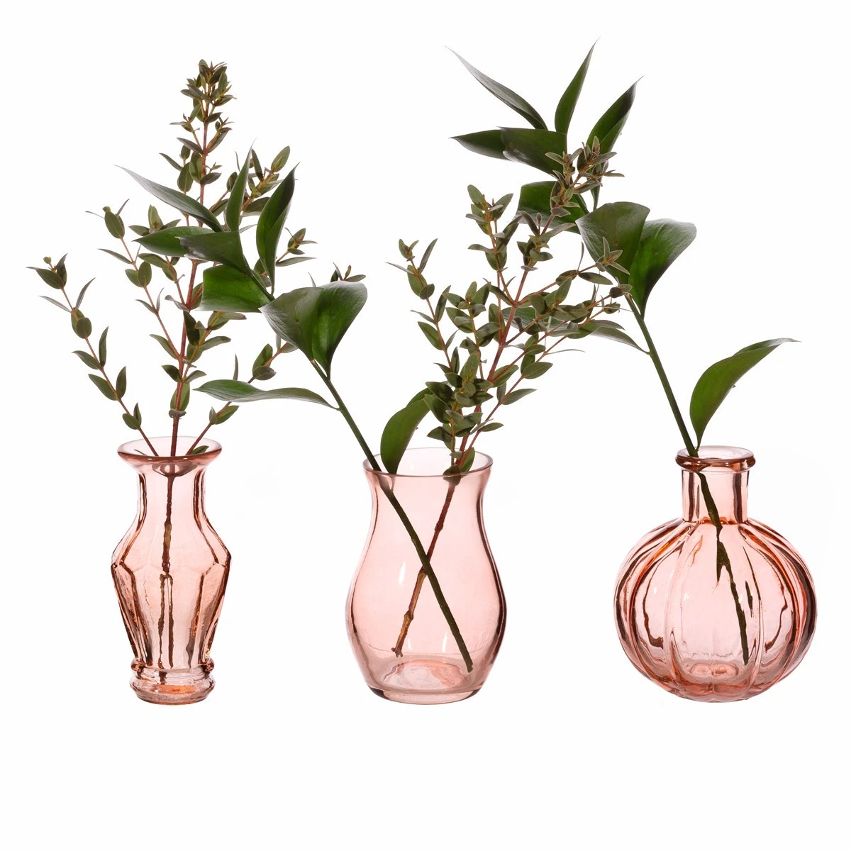 Recycled Glass Vintage Bud Vase Pale Pink - Set Of 3 - Image 2