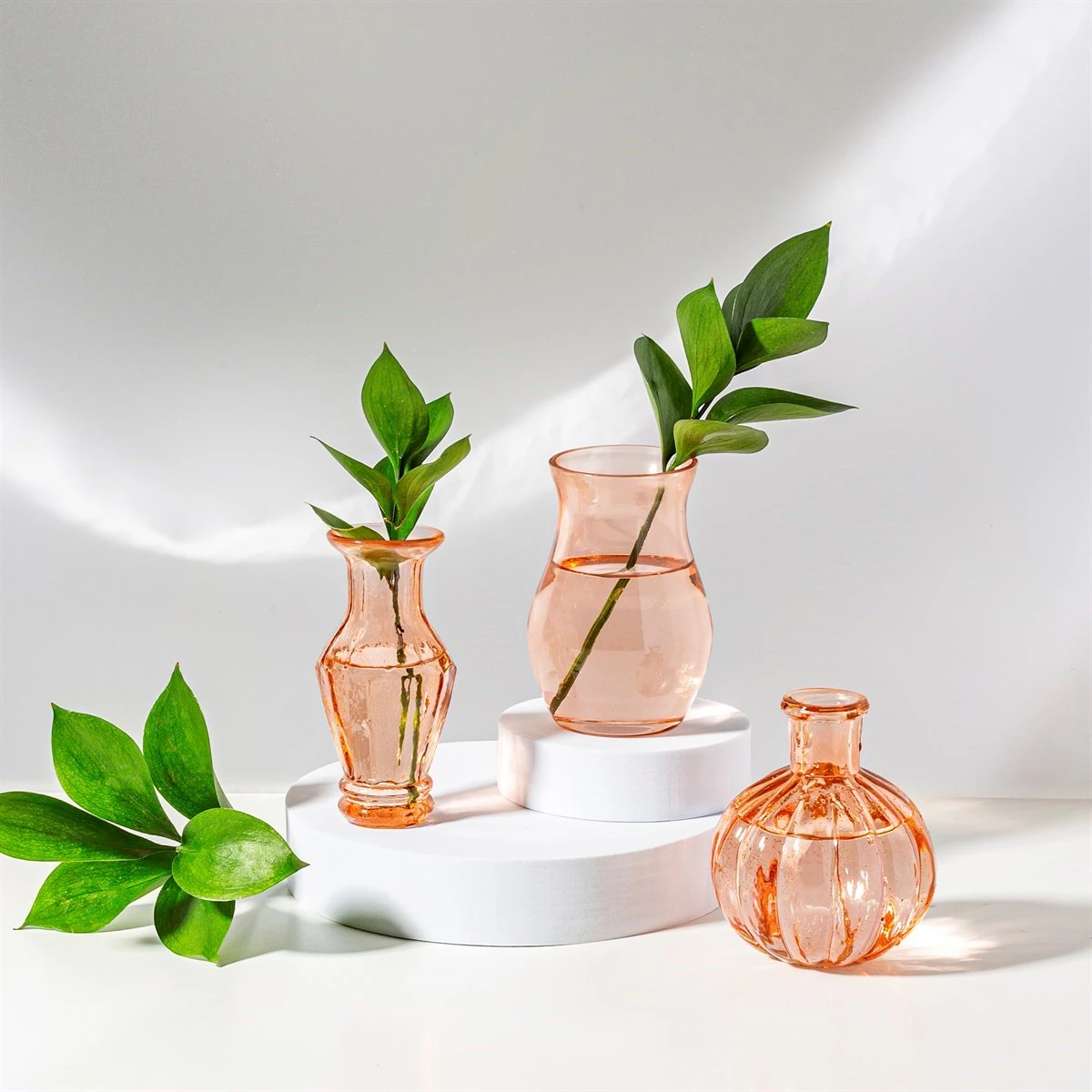 Recycled Glass Vintage Bud Vase Pale Pink - Set Of 3 - Image 3