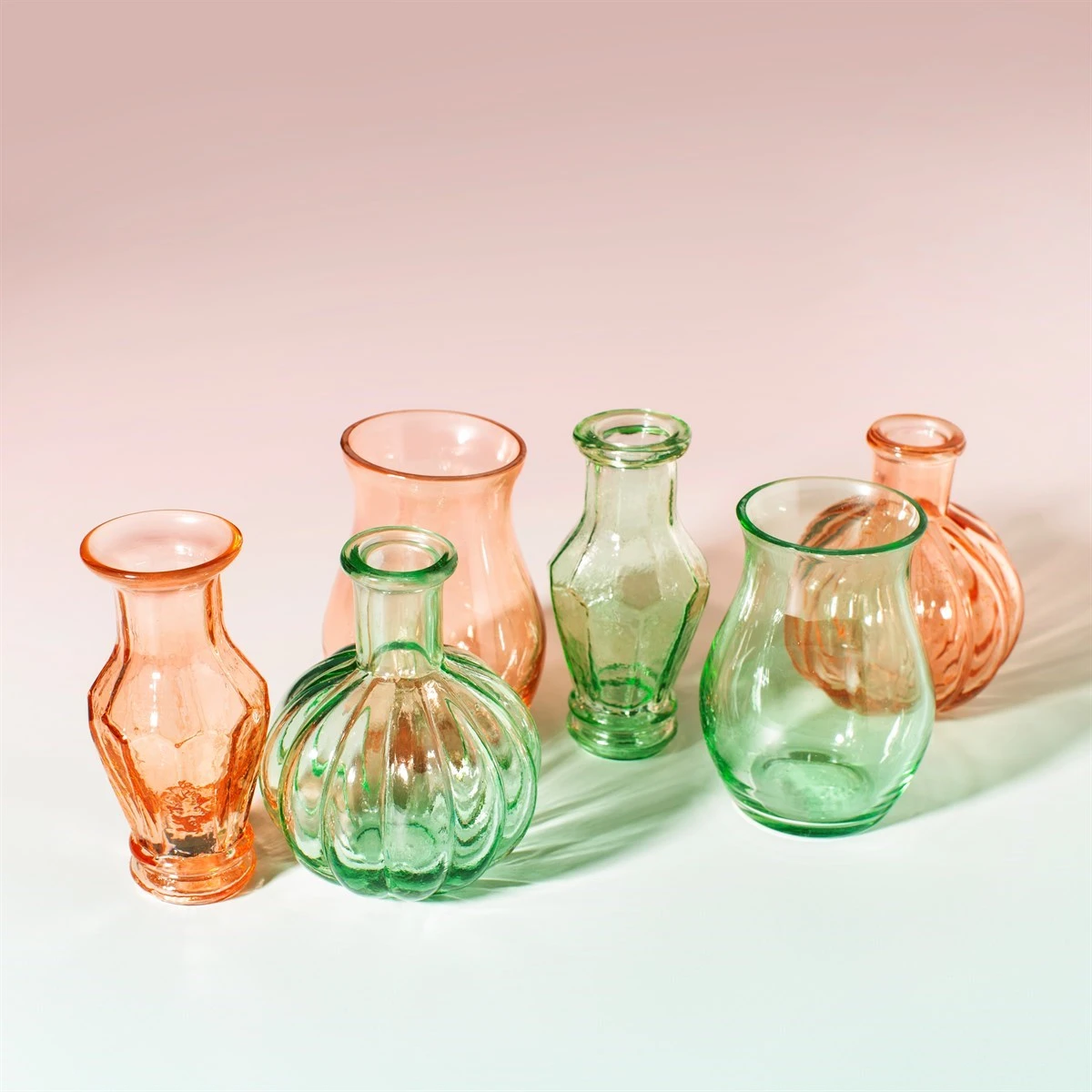 Recycled Glass Vintage Bud Vase Pale Pink - Set Of 3 - Image 4