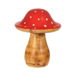 Red & White Wooden Toadstool Standing Decoration