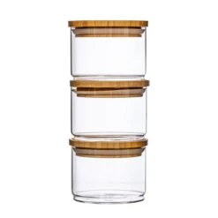 Stacking Glass Storage Jars - Set Of 3