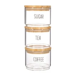 Tea, Coffee, Sugar Stacking Jars - Set Of 3