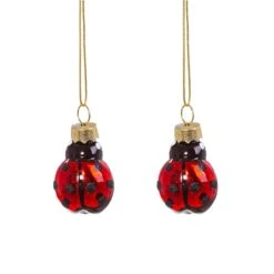 Ladybird Shaped Mini Baubles - Set Of 2