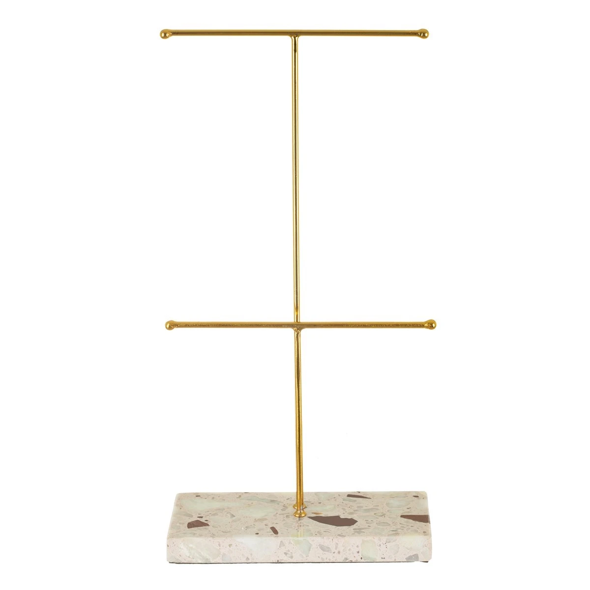 Double Terrazzo Gold Jewellery Stand - Image 2